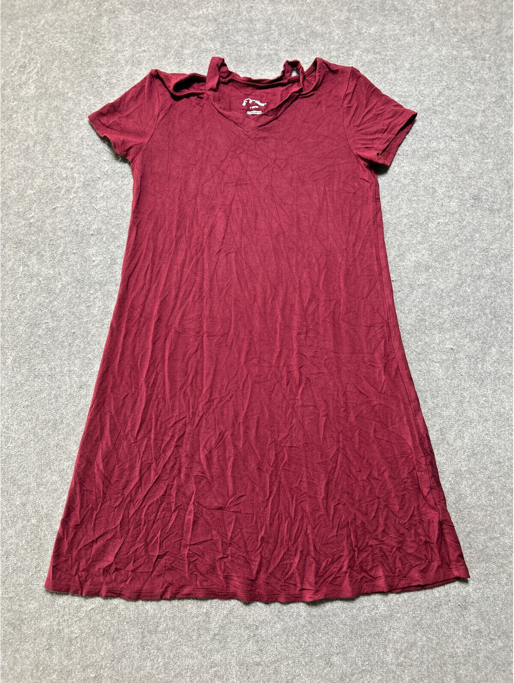Art Class Girls Burgundy V Neck Dress Size Large 10 12 Short Sleeve Casual